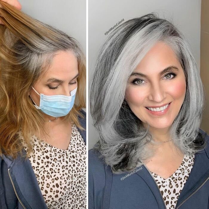 Colorist Makes Clients Love Grey Hair Makeovers Instead Of Covering The ...